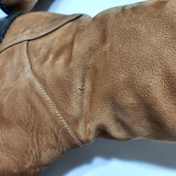 STUART WEITZMAN Thigh-High Boot Suede Leather OTK Cognac Walnut Brown Low Heel 7 - Picture 11 of 16